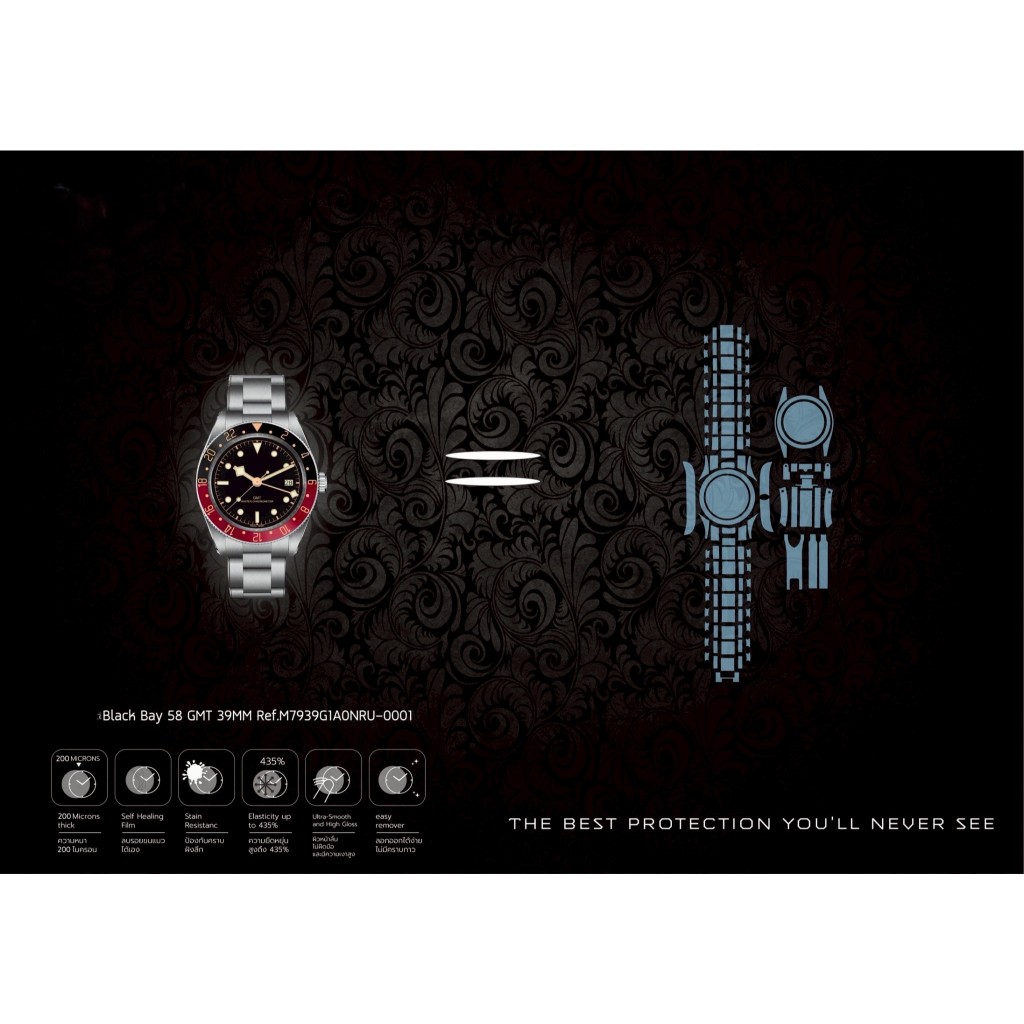 ฟิล์มกันรอยนาฬิกา Protection Film สำหรับ แบรนด์ Tudor Black Bay 58 GMT 39MM Ref.M7939GIAONRU-0001
