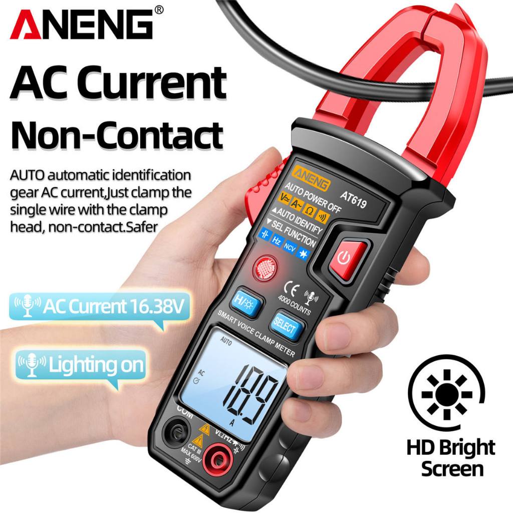 AT619 Clamp Meter สีแดง ดิจิตอลมัลติมิเตอร์ ″ANENG″