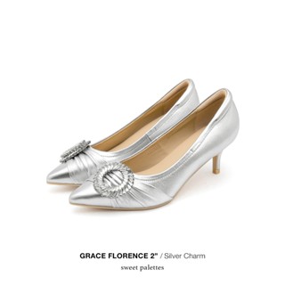 Sweet Palettes รองเท้าหนังแกะ Grace Florence 2 inch Silver C…