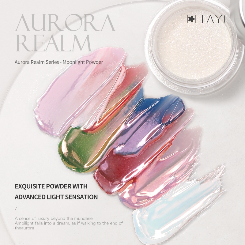 TAYE Moonlight Powder ผงออโรร่าแสงจันทร์ ผงแต่งเล็บเงาออโรร่า ผงมูนไลท์เกาหลี เงาไข่มุกหรูหรา