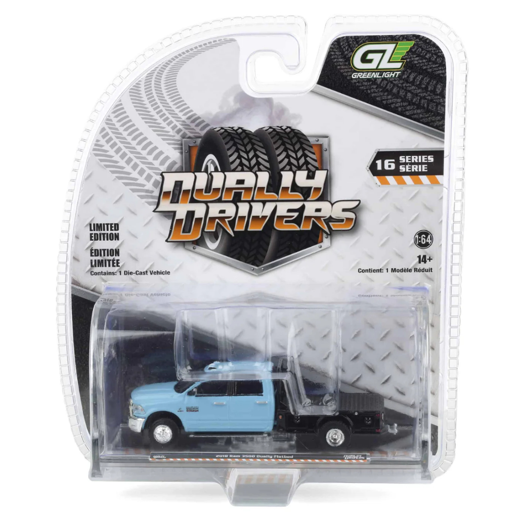 Greenlight | 2018 Ram 3500 Dually Flatbed - Robin’s Egg Blue สเกล 1/64 46160