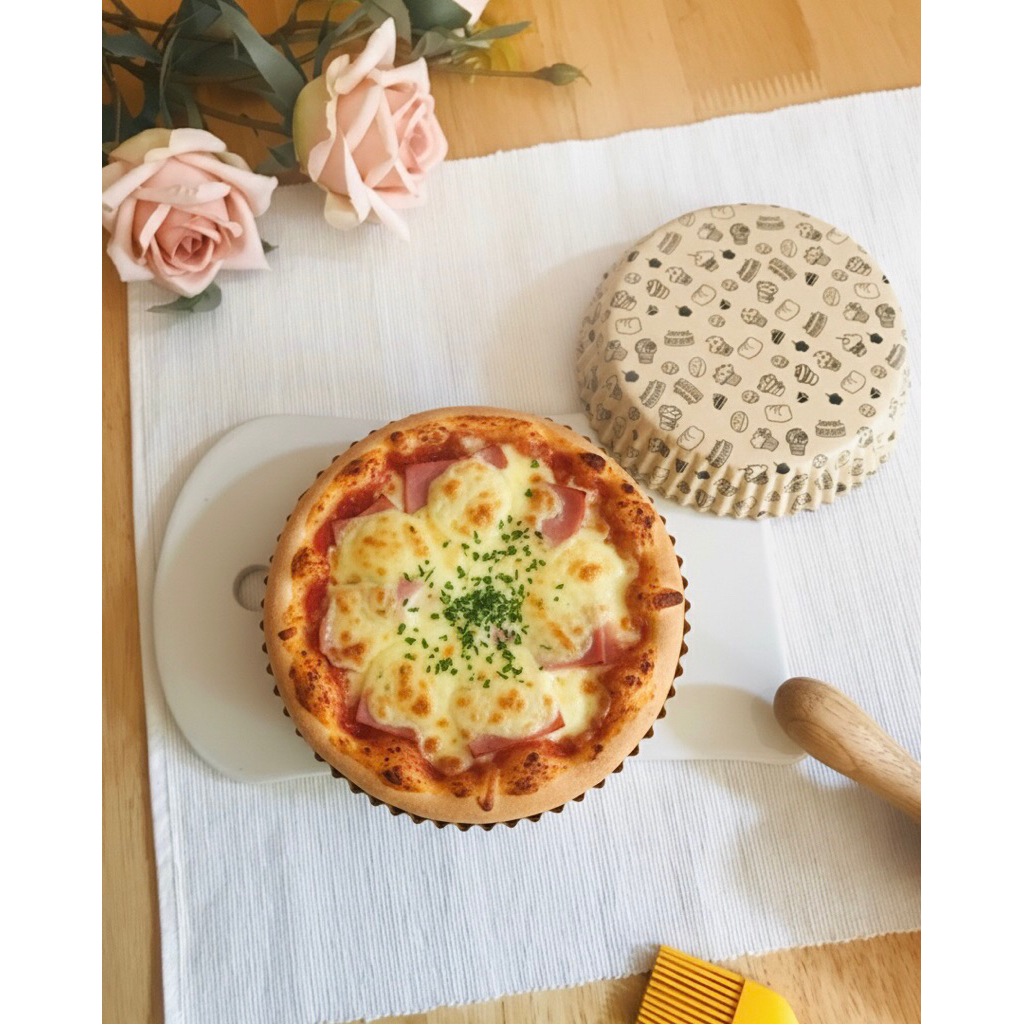 ถ้วยเคลือบอบขนม กระดาษรองอบขนมเคลือบมันด้านใน เล็กสำหรับพิซซ่า ขนมปัง