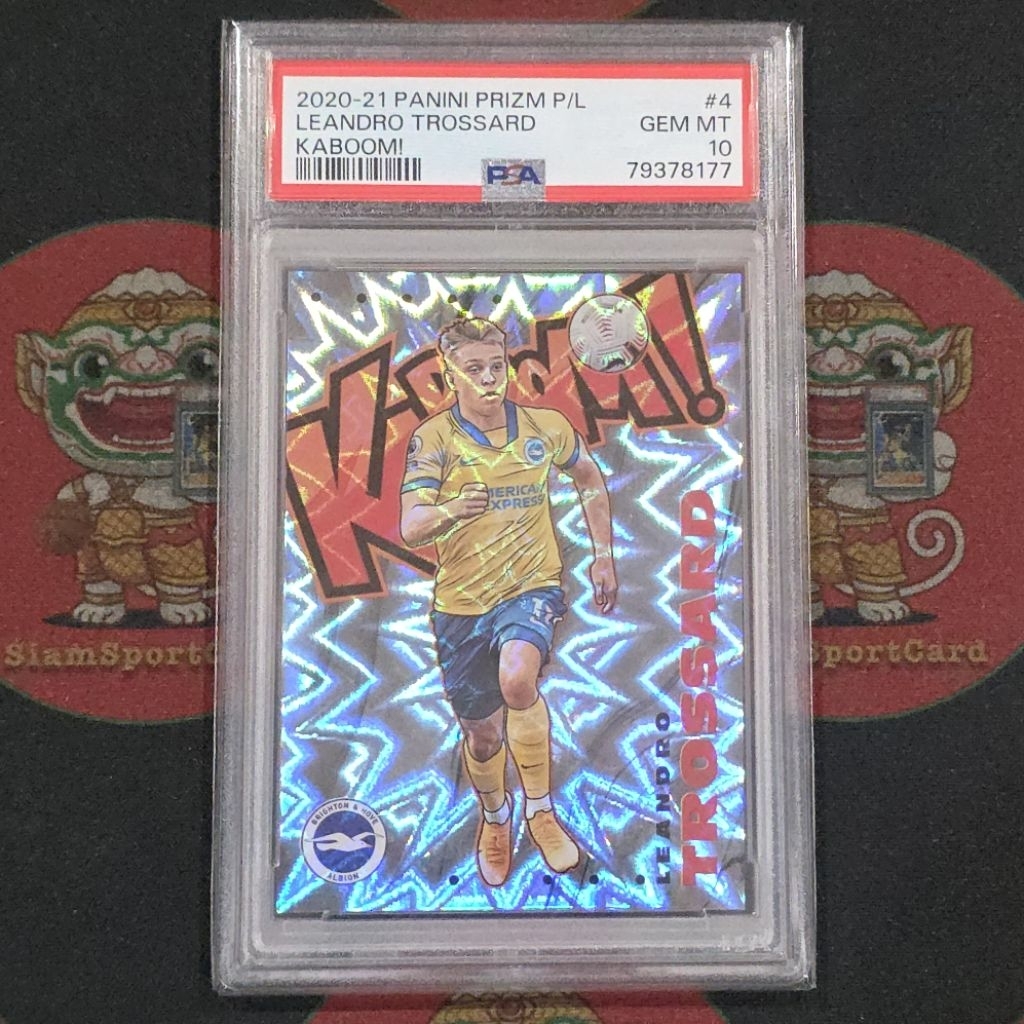 การ์ด​เกรด​ Leandro​ Trossard 2020 Prizm KABOOM PSA 10