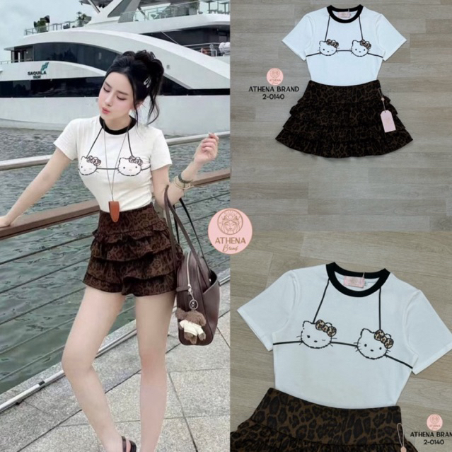 Athena Set เสื้อยืด+กระโปรงสั้นระบายๆ