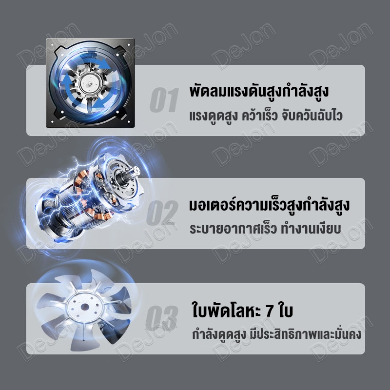 🔥แรงดูดที่แรง🔥เครื่องดูดควัน 12นิ้ว 120W ดูดควันในครัว พัดลมดูดอากาศ 220V Range Hoods ดูดควันครัว ฟรี3mท่อ!! - รูปที่ 3
