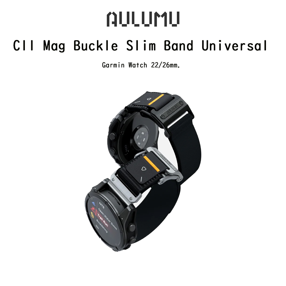 AULUMU C11 Mag Buckle Slim Band Universal สายนาฬิกาแบบผ้าไนลอนเกรดพรีเมี่ยม สายสำหรับ Garmin Watch 2