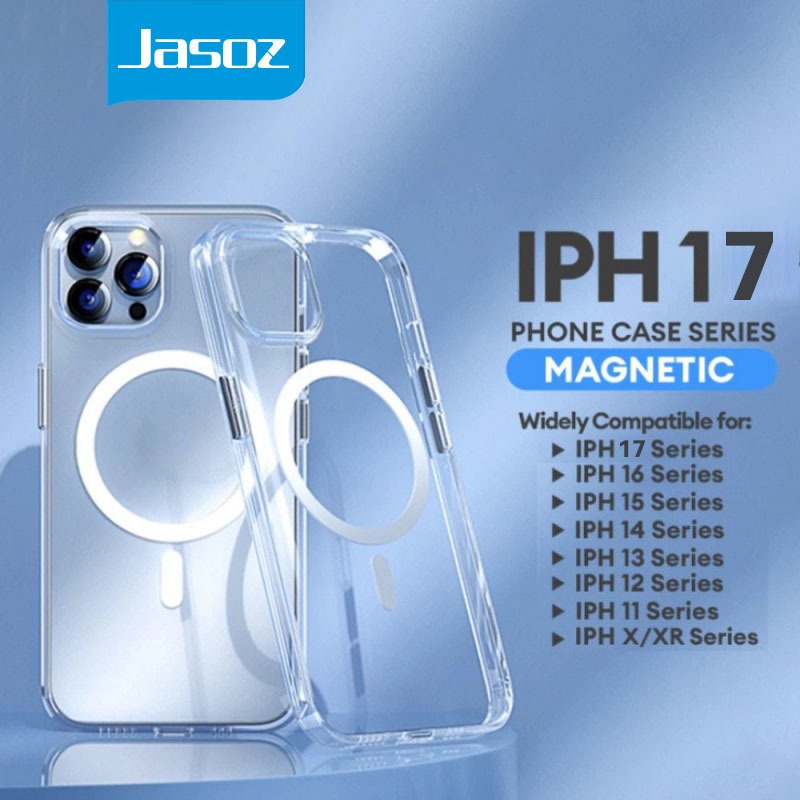 ⚡ส่งจาก กทม⚡Jasoz Case แม่เหล็ก Shield Magnetic Case for Phone 16 15 14 13 12 11 Pro Max TPU Clear