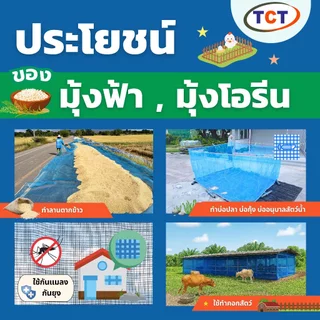 ☁️ TCT มุ้งฟ้า 💙 มุ้งโอรีน มุ้งไนล่อนฟ้า ผ้าแยงเขียว ผ้าลานตากข้าว ผ้าแยงเขียว เกรด A 🌾ความถี่16,20ตา ตราสับปะรด/TCT