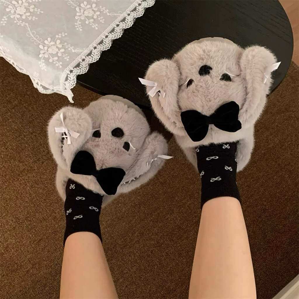 พร้อมส่ง🩶รองเท้า Elegant Cozy สไตล์สาวฝรั่งเศส น่ารักแต่ไม่เด็ก สลิปเปอร์ขนนุ่ม โกธิคโลลิต้า รองเท้าน่ารัก 49089 - รูปที่ 5