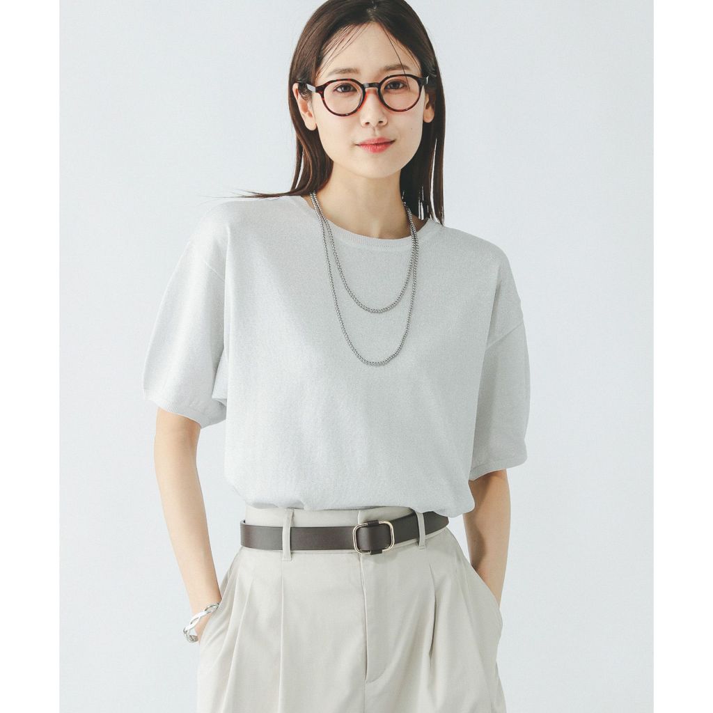 GLOBAL WORK เสื้อยืดผู้หญิง สัมผัสเย็นสบาย ซักเครื่องได้ Sukkirei Salasala Crew Neck