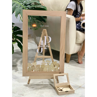 กรอบหยอดคำอวยพรงานแต่ง สมุดอวยพรแบบหยอด heart drop box