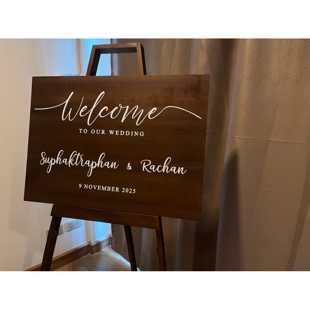 ป้าย welcome ไม้วินเทจ ป้ายวัสดุไม้ ตกแต่งร้าน