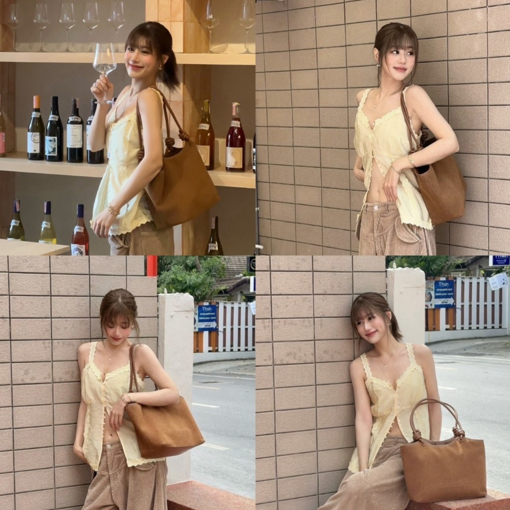 Floren cami เสื้อสายเดี่ยวลูกไม้ ผ่าหน้า เย็บจีบรับช่วงอก กระดุมใช้งานได้ KN.Clothes