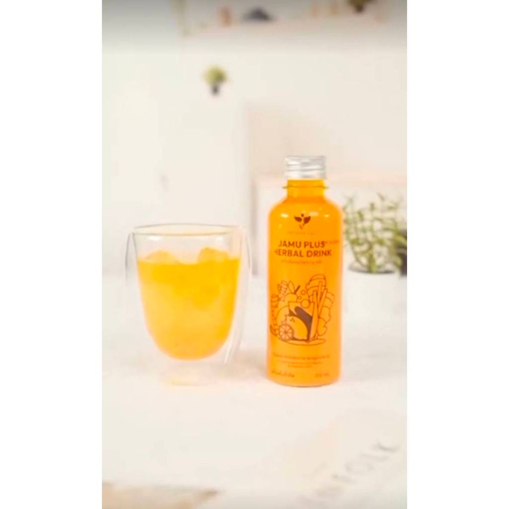 JAMU PLUS น้ำจามู เครื่องดื่มสมุนไพรสกัด ขมิ้นชัน ขิง มะขาม สมุนไพรตะไคร้ อบเชย พริกไทย กระวาน มะนาว