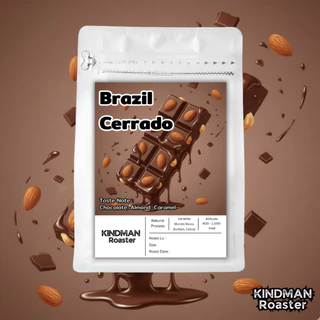 เฺมล็ดกาแฟ Brazil Cerrado คั่วกลาง โทนช็อคโกแลต อัลมอนด์ Natural Process by KINDMAN Roaster