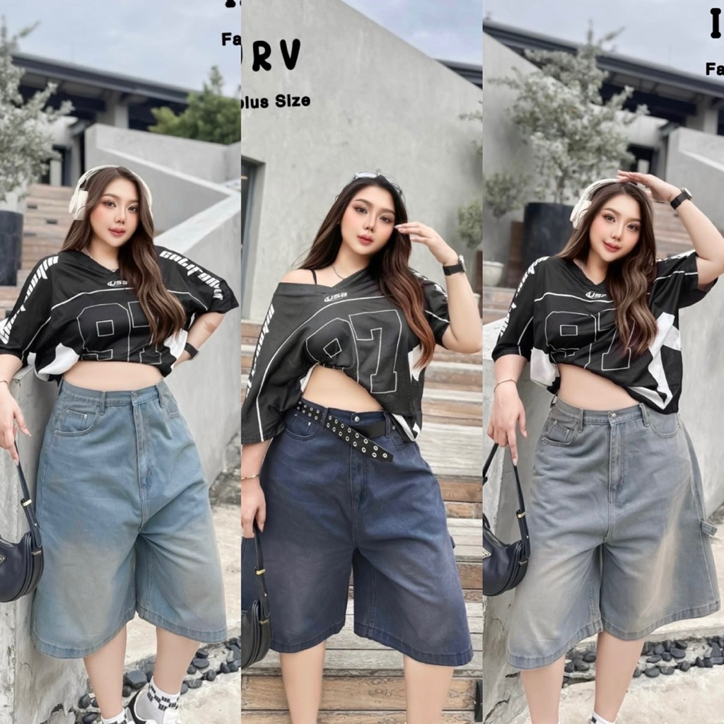 /LC/ กางเกงยีนส์5ส่วน สาวอวบ มีไซส์เอว34-52 ป้าย I.Curv คาร์โก้กระเป๋าหลังใบใหญ่มีสายคล้อง ฟอกสีสวย ผ้าหนาเก็บทรงสวย - รูปที่ 2