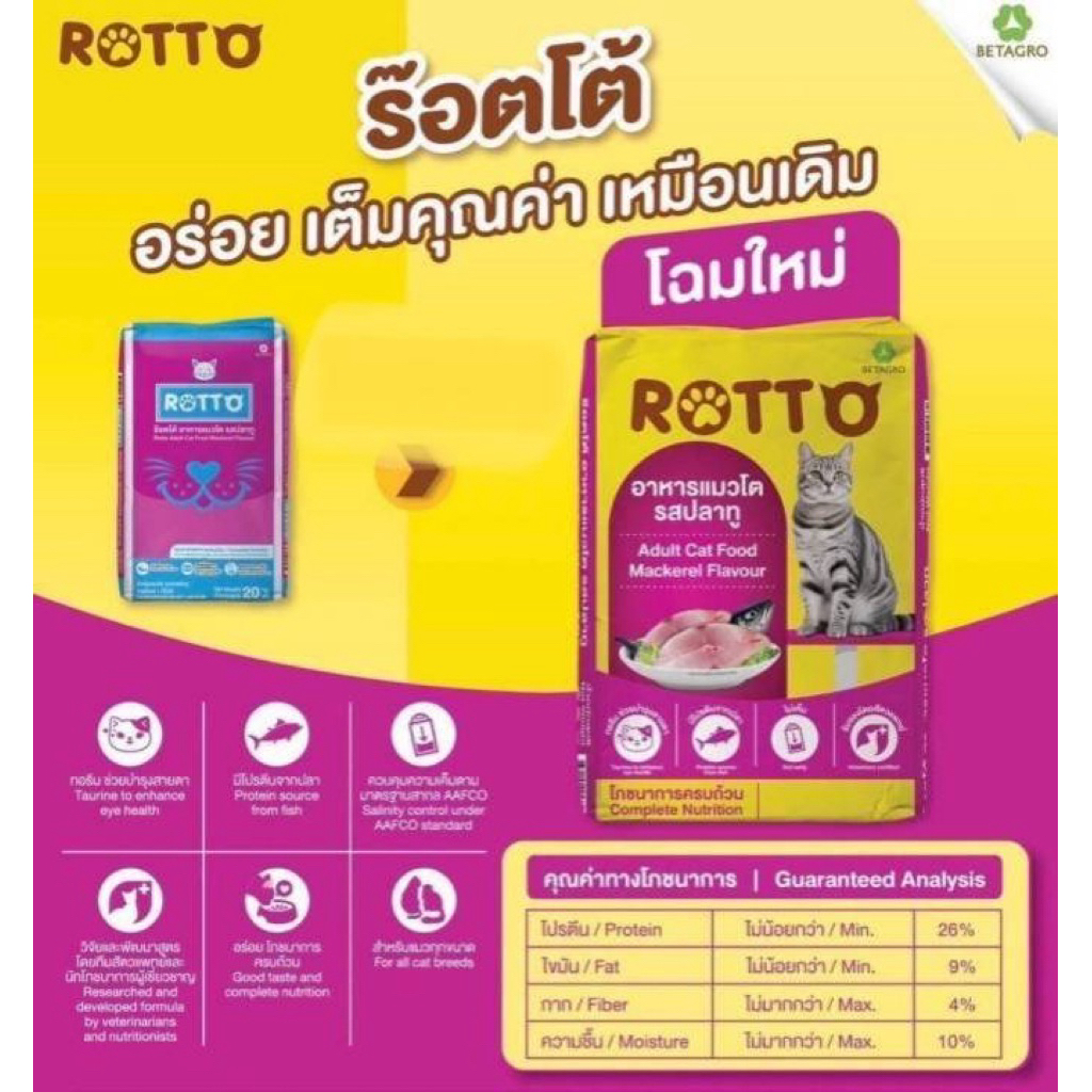 อาหารแมว Rotto รสปลาทู 5 กิโลกรัม