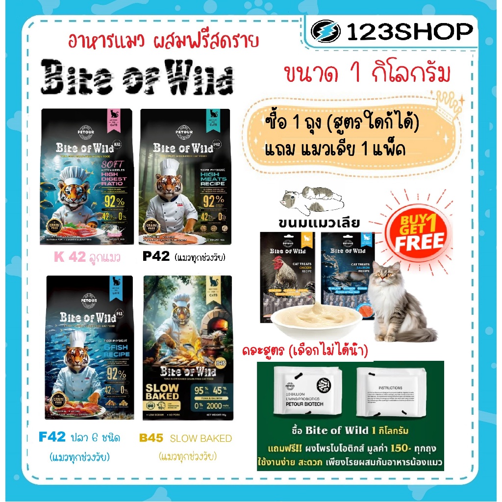 Bite of Wild อาหารแมว ไบท์ออฟไวลด์ ขนาด 1 กิโล ทุกสูตร