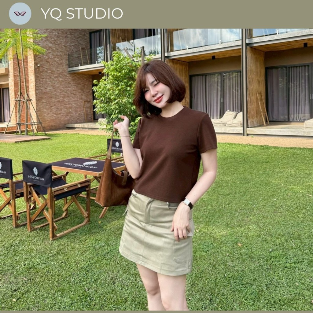 A635 YQ KOREAN SHOP Miu Cargo Skirt กระโปรงกางเกงคาร์โก้ + เข็มขัด  ป้ายYQ