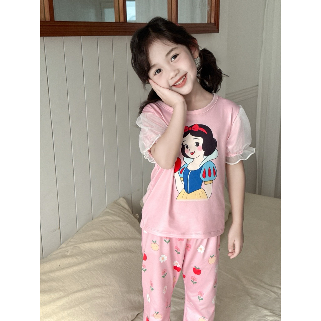 New‼️ชุดเซ็ตเด็กผู้หญิงลายเจ้าหญิง แขนฟรุ้งฟริ้ง น่ารักมาก