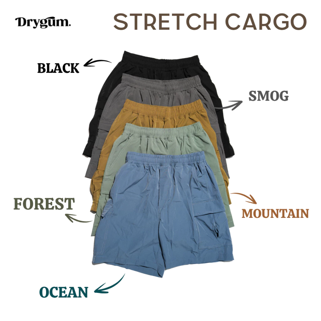กางเกงคาร์โก้ขาสั้นเอวยางยืด Unisex - Cargo Shorts Drygum