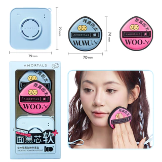 Amortals Powder Puff พัฟยักษ์/ฟองน้ำแต่งหน้า 2 ชิ้น | รูปหยดน้ำ เก็บมุมหน้าแม่น กล่องพกพา ไม่กินรองพื้น