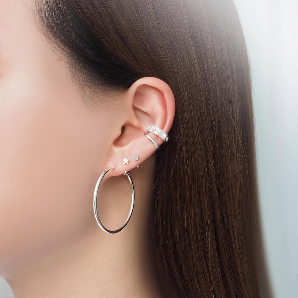 SHEPENDENCE حلق دوار Luxe Solene Bezel كريستال فضة S925 — صورة 2