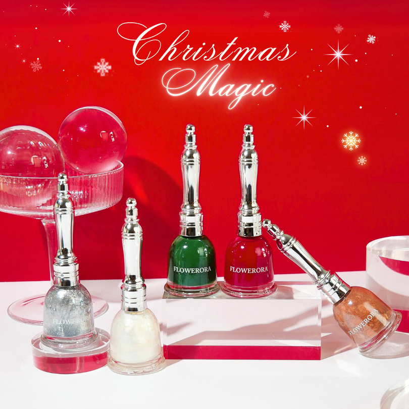 FLOWERORA Christmas Magic 🎄 ทาเล็บเฉดคริสต์มาส เทศกาลแห่งความสุข✨ สีทาเล็บไม่อบ ไม่มีกลิ่นฉุน ทาในห้องแอร์ได้