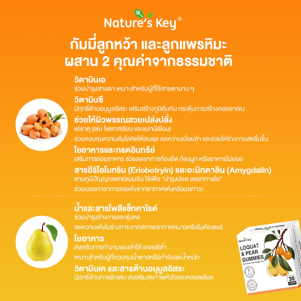 [ส่งไว มีอย.]Nature's Key กัมมี่ลูกหว้าและลูกแพรหิมะ ชุ่มคอ ลดอาการไอและหวัด ปราศจากน้ำตาล รูปที่ 3