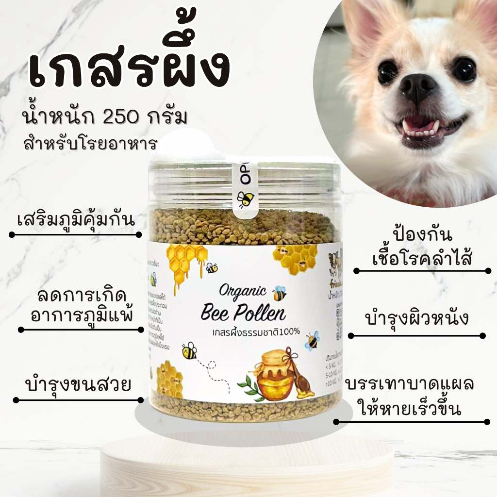 เกสรผึ้ง🐝250g. เสริมภูมิคุ้มกัน ลดภูมิแพ้ โรยอาหารสุนัขและแมว คนก็กินได้