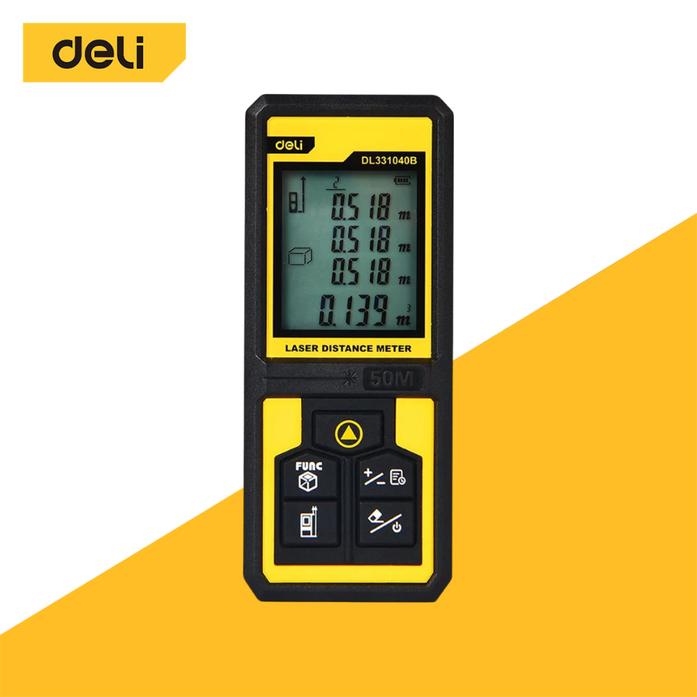 [ฟรีถ่าน] Deli เครื่องวัดระยะเลเซอร์ เลเซอร์วัดระยะ มาตรวัดมิลลิเมตร ความแม่นยำสูง ขนาดพกพา Laser Rangefinders