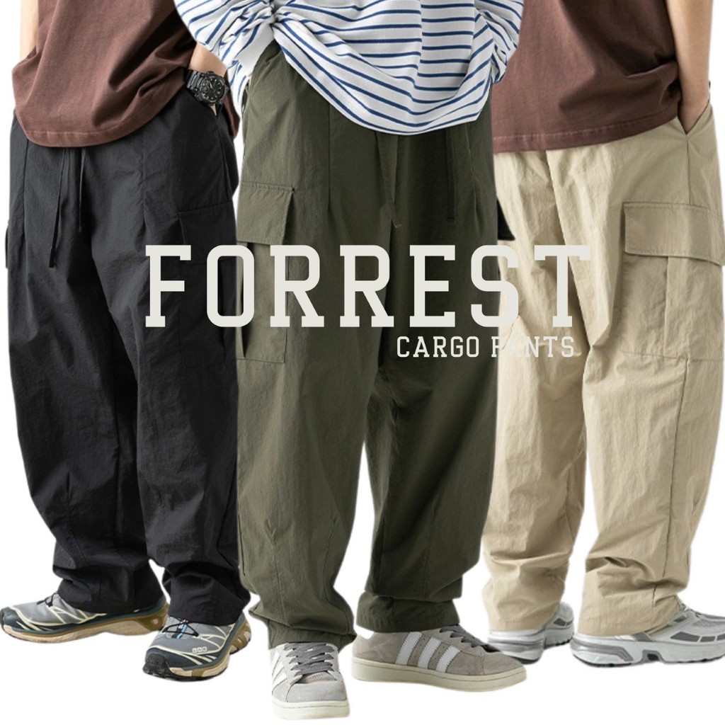 IBB FORREST CARGO PANTS กางเกงคาร์โก้เนื้อผ้าร่มเอวสม็อคสไตล์แคมป์ปิ้ง