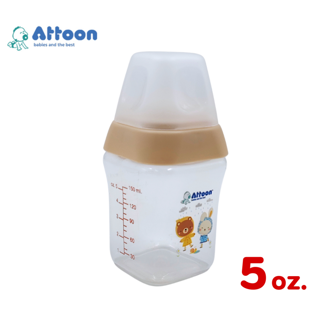 ATTOON ขวดนมคอกว้าง ทรงสี่เหลี่ยม 5/9 oz. รุ่น Antichoke ไม่ดูดไม่ไหล จุกกากบาท - รูปที่ 5