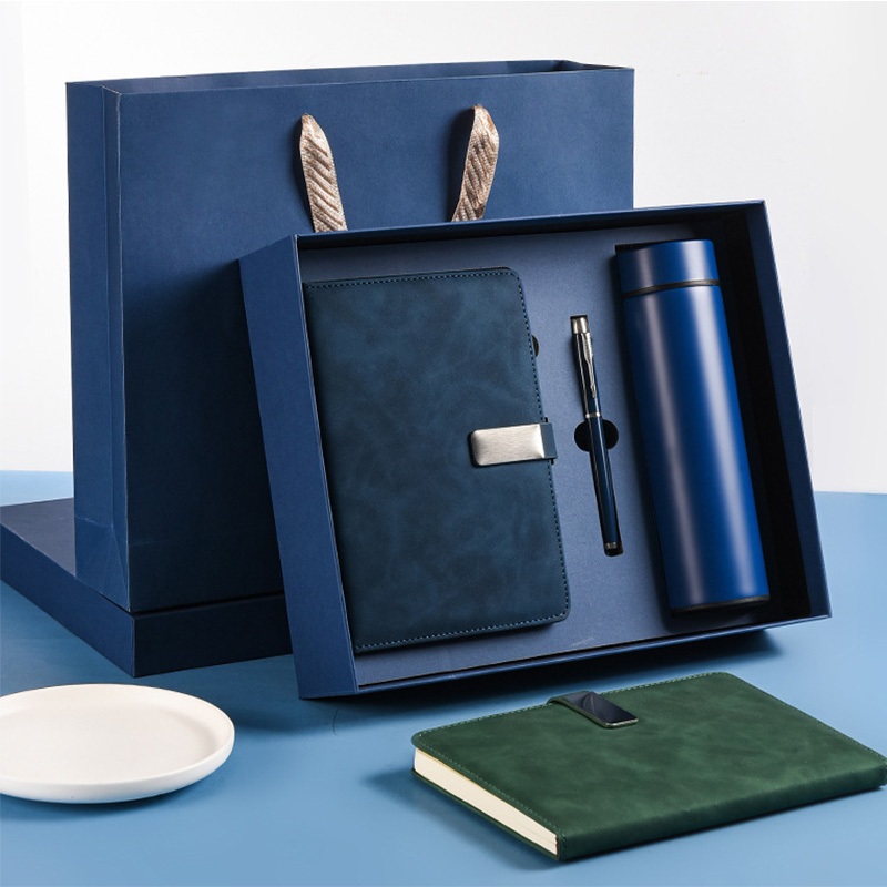 ขายดี ชุดของขวัญธุรกิจ ไดอารี่+ปากกา+กระบอกน้ำ/กล่องแข็งพร้อมถุง ผู้บริหาร พนักงาน ลูกค้า ชุดของขวัญของแจกผู้ใหญ่ blue - รูปที่ 3