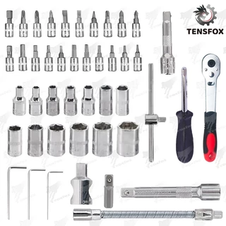 Tensfox ชุดเครื่องมือ ชุดบล็อค ชุดประแจบล็อก 46ชิ้น ขนาด 1/4 Socket Set ชุดเครื่องมือช่าง ชุดประแจซ่อมรถ