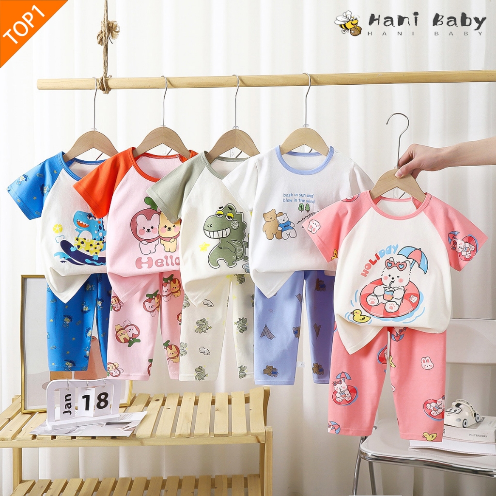 ชุดลำลองเด็ก ชุดฤดูร้อนเด็ก คอกลม ผ้านิ่ม ไซส์ ทันสมัย ไซส์80-110