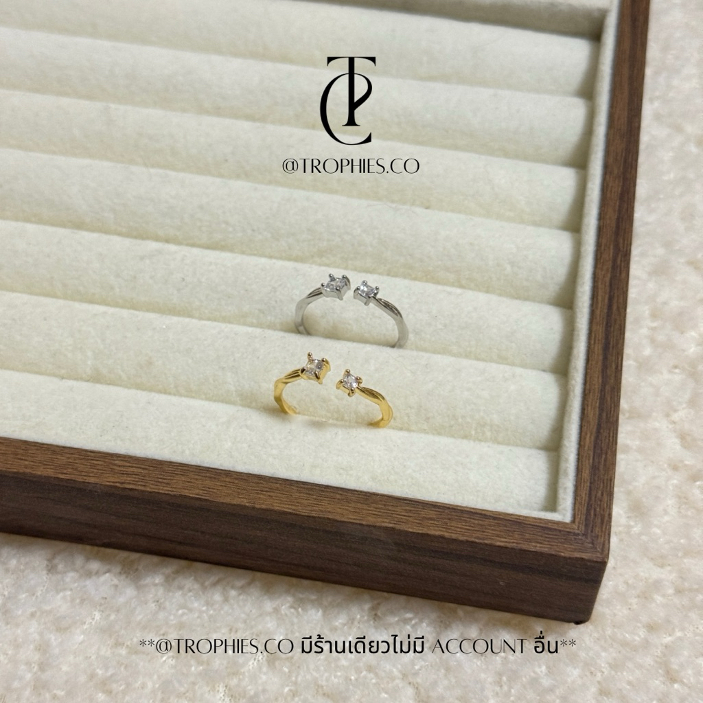 Gem twist ring แหวนเพชร แหวนฟรีไซส์ | @trophies.co