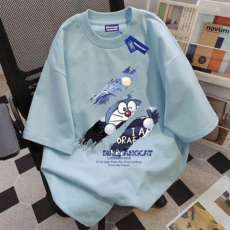 ✨【จัดส่งภายใน 24 ชั่วโมง】 โดราเอมอน กราฟฟิตี คืนดาวและดวงจันทร์ เสื้อ เสื้อยืด oversize เสื้อยืดผู้หญิง เสื้อผู้ชาย เสื้