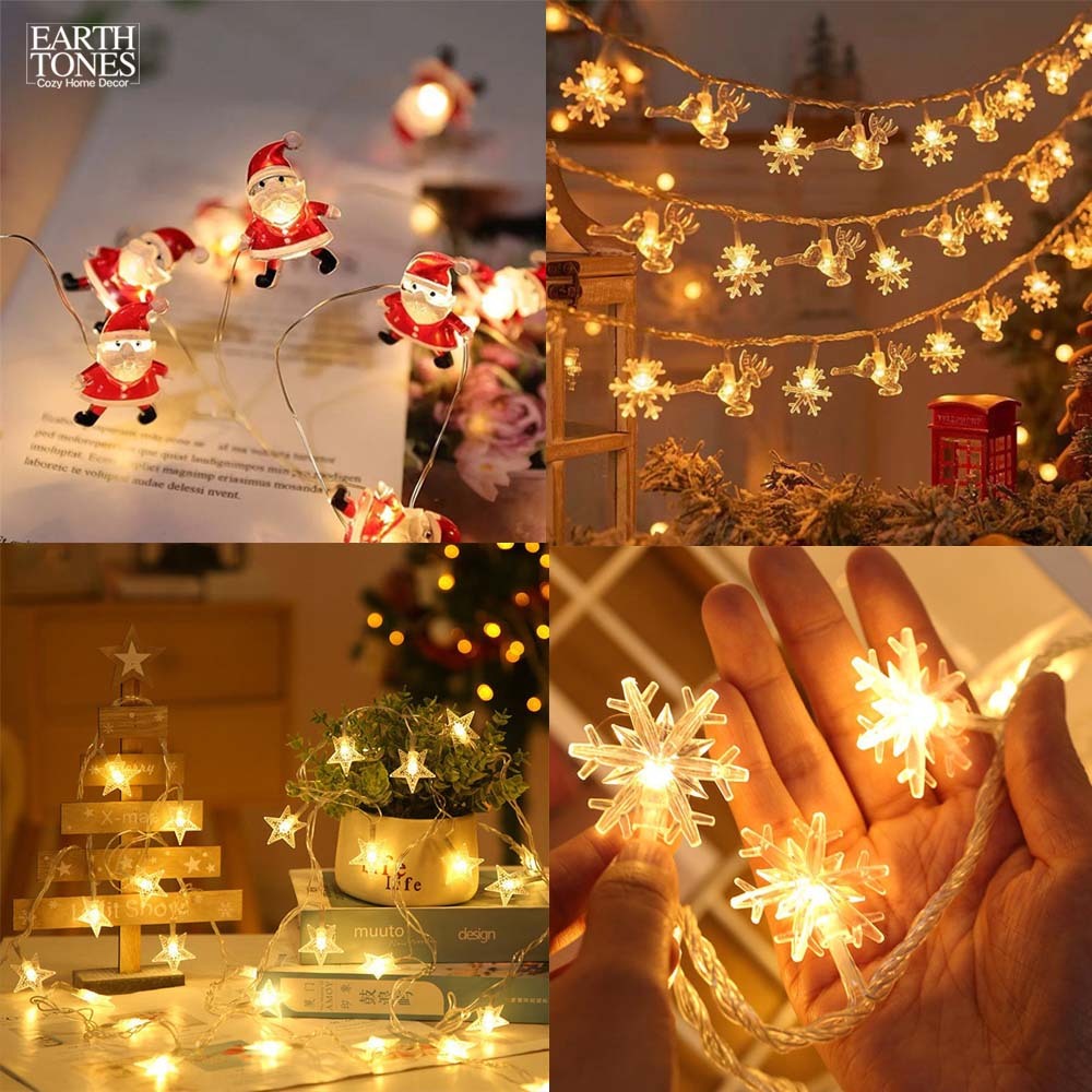 ร้านไทย⭐️ ไฟประดับ ไฟซานตาคลอส ไฟดาว หิมะ กวาง แบบใส่ถ่าน ไฟตกแต่งต้นคริสต์มาส LED ไฟตกแต่งห้อง เทศกาล