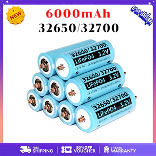 NEW แบต LiFePO4 32650/32700 3.2V 6000mAh ถ่านชาร์จ ตัวเมียบวก สำหรับไฟโซล่าเซลล์ แบตเตอรี่