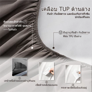 ผ้าคลุมที่นอนกันน้ำ 100% 3ฟุต/3.5ฟุต/4ฟุต/5ฟุต/6ฟุต ป้องกันไรฝุ่น นุ่มสบาย ระบายอากาศ (ผ้าปูที่นอน + ปลอกหมอน)
