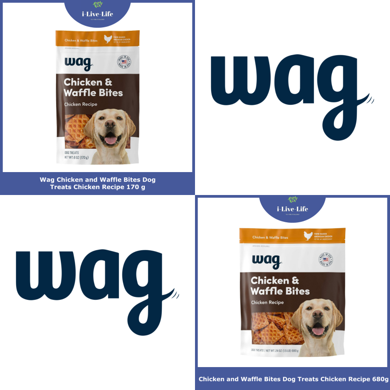 Wag - Chicken and Waffle Bites Dog Treats Chicken Recipe ขนมสุนัขรสไก่วาฟเฟิล