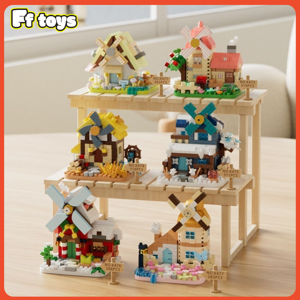 🔥ตัวต่อบ้านคริสต์มาส 6 รุ่น ตัวต่อบ้านต้นไม้กังหันลม DIY6cm 290pcs ตัวต่อจัดแสดง  ของเล่นเด็ก วันคริสต์มาส <FF>