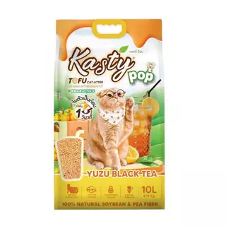 ทรายแมว Kasty pop ทรายเต้าหู้ แคสตี้ ป็อป สูตรใหม่ส่วนผสมจะเป็นถั่วลันเตา 80% ถั่วเหลือง 20% มี 6 สูตร ขนาด 10 ลิตร