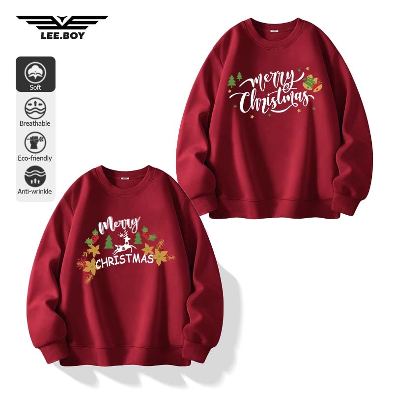 เสื้อสเวตเชิ้ต ผ้าสำลีเกรดพรีเมียม Merry Christmas ลายการ์ตูน (พร้อมส่ง กทม.)