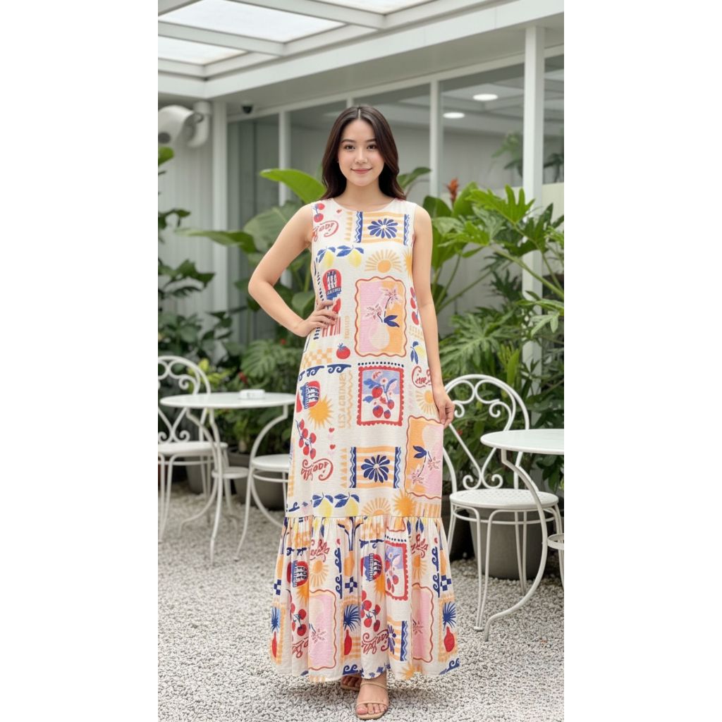 TANGO TANGERINE -  DAO DRESS เดรสยาว แขนกุด