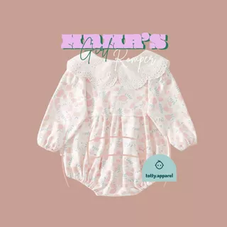 totty.apparel ชุดบอดี้สูทขาสั้นเด็กหญิง 3-6/ 6-9/ 9-12 เดือน ลายดอกไม้ เนื้อผ้าคอตตอนคุณภาพ (0152)