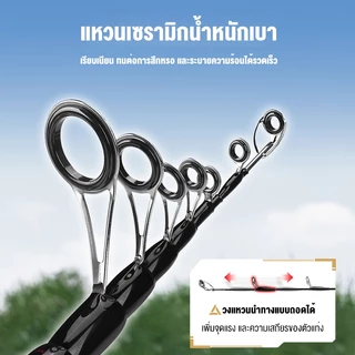 คันเบ็ดยืดหดได้ 1.6 ม.-2.4 ม. คันเบ็ดคาร์บอนไฟเบอร์ EVA จับคันเบ็ดตกปลา พับแล้วพกพาง่าย พับแล้วมีความยาวเพียง 45 ซม.