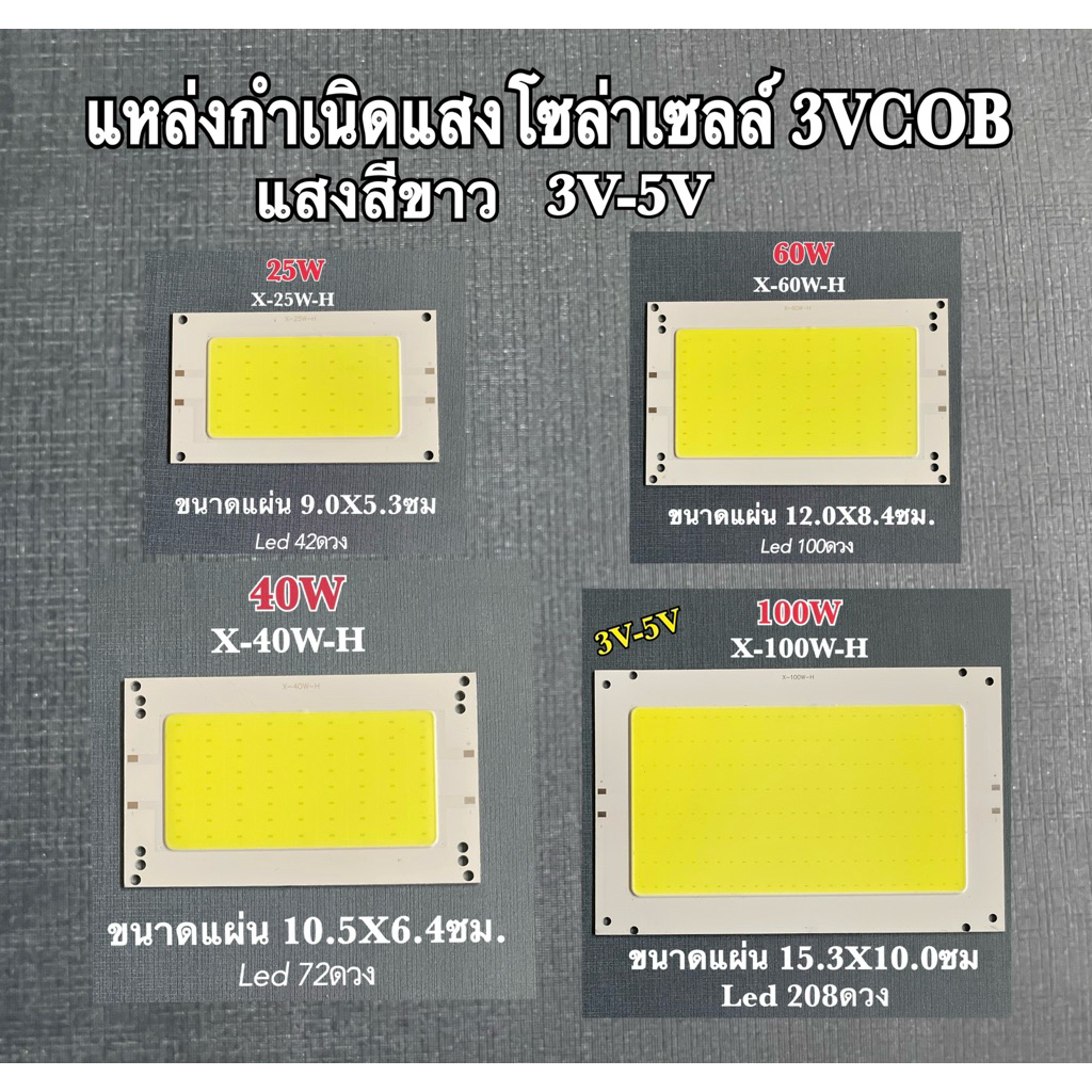 แหล่งกำเนิดแสงโซล่าเซลล์ 3VCOB  3V-5V