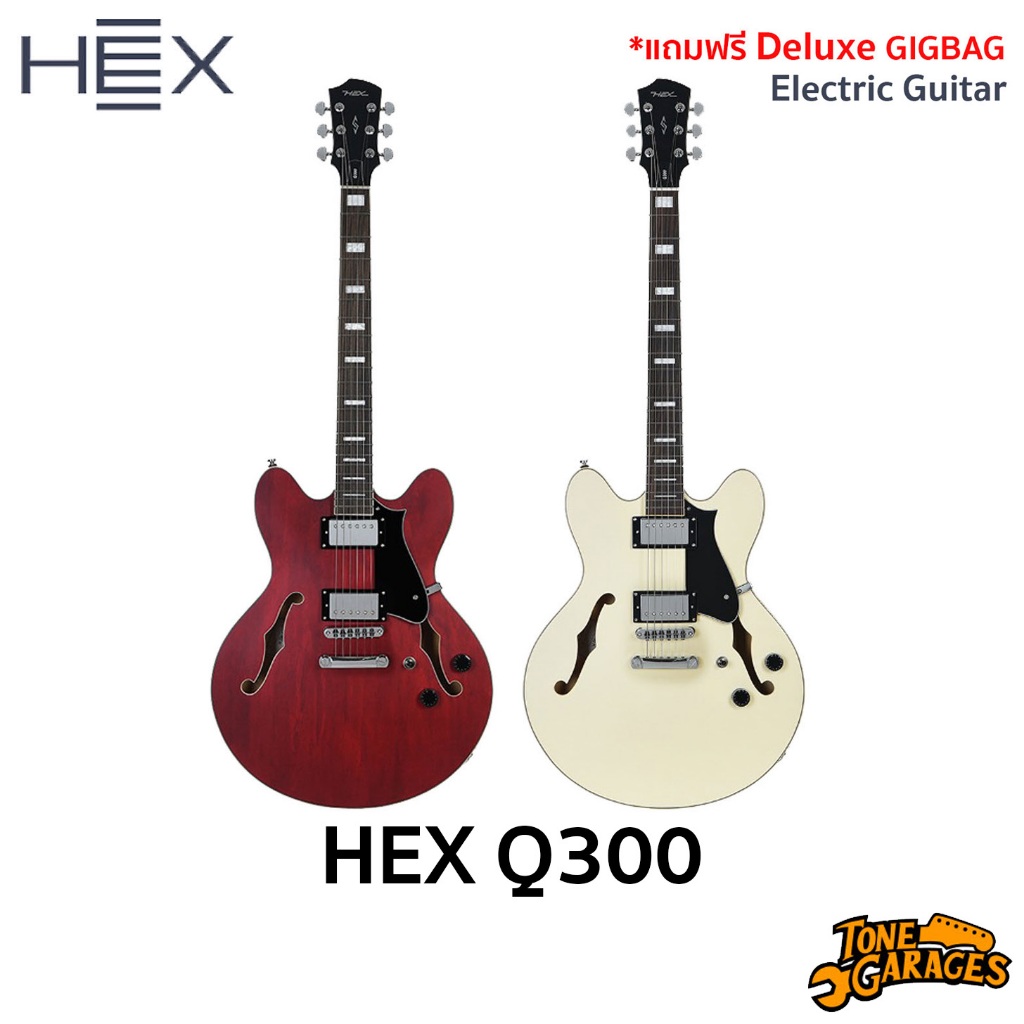 HEX Q300 Semi Hollow Body Guitar Satin Finish with Deluxe Gigbag